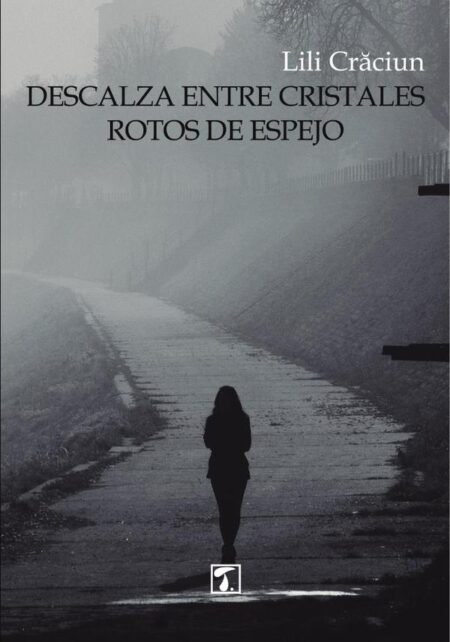 Descalza entre cristales rotos de espejo